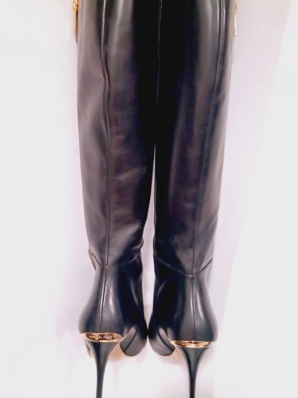 Michael Kors Black Leather Knee-High Stiletto Boots – Size 9 Women